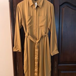 Mustard belted shirt dress